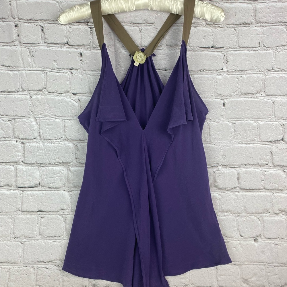 Tea and Honey Brand Size Small 100% Silk Purple Racerback Tank Blouse EUC